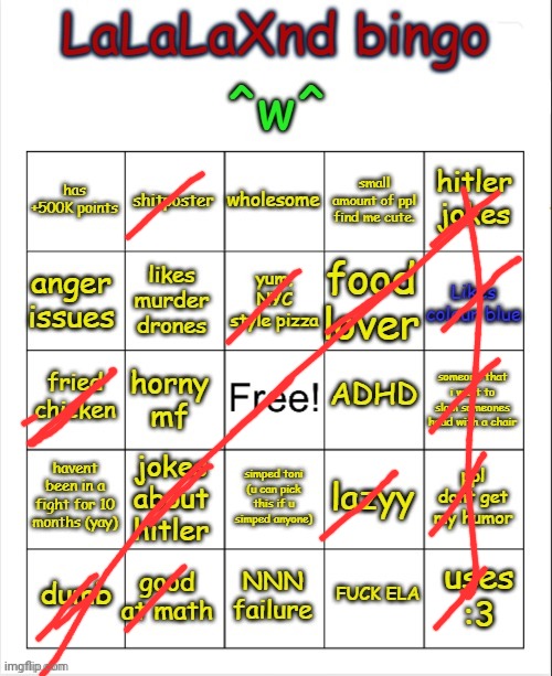 :3 | image tagged in lalalaxnd bingo updated | made w/ Imgflip meme maker