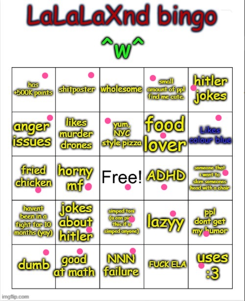 I LOVE ELA WHAT YOU TALKING BOUT | image tagged in lalalaxnd bingo updated | made w/ Imgflip meme maker