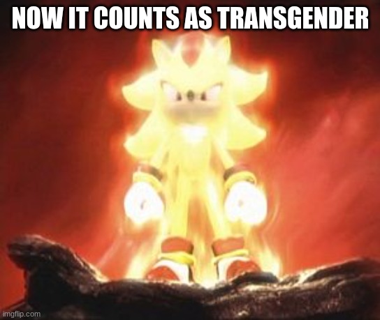 Super Shadow | NOW IT COUNTS AS TRANSGENDER | image tagged in super shadow | made w/ Imgflip meme maker