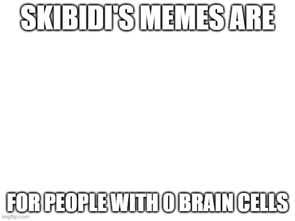 he made new memes, omfg he should delete his account | SKIBIDI'S MEMES ARE; FOR PEOPLE WITH 0 BRAIN CELLS | made w/ Imgflip meme maker