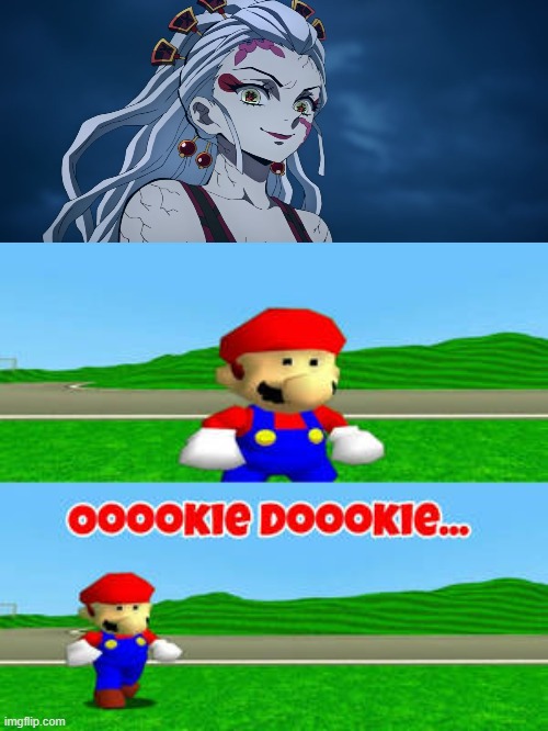 mario is shocked at daki | image tagged in mario is shocked at what,mario,smg4,demon slayer,anime | made w/ Imgflip meme maker