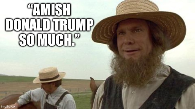 amish you so much | “AMISH
DONALD TRUMP SO MUCH.” | image tagged in amish you so much | made w/ Imgflip meme maker