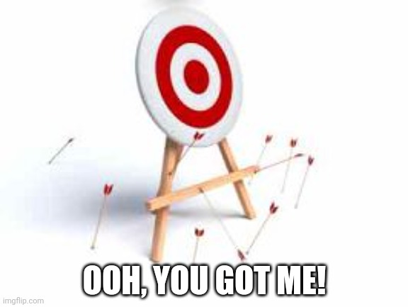 Missing the Mark | OOH, YOU GOT ME! | image tagged in missing the mark | made w/ Imgflip meme maker