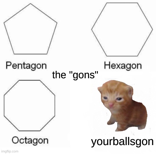 Pentagon Hexagon Octagon | the "gons"; yourballsgon | image tagged in pentagon hexagon octagon | made w/ Imgflip meme maker