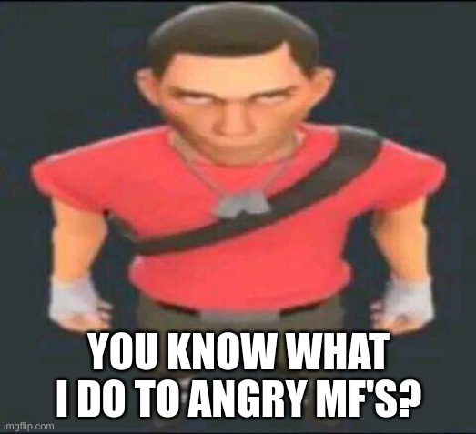 bro | YOU KNOW WHAT I DO TO ANGRY MF'S? | image tagged in bro | made w/ Imgflip meme maker