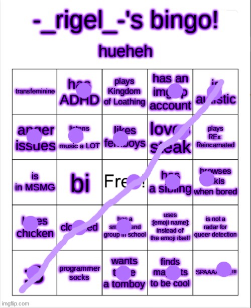 Bingo! | image tagged in rigel's bingo | made w/ Imgflip meme maker
