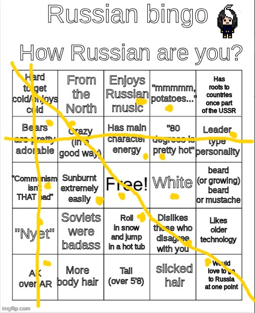 very russian | image tagged in russian bingo | made w/ Imgflip meme maker