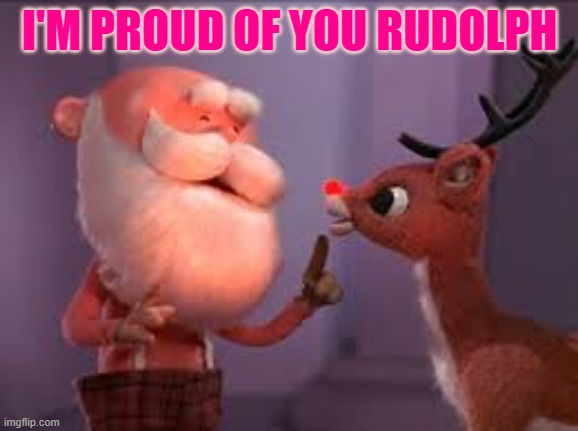 rudolph cancer | I'M PROUD OF YOU RUDOLPH | image tagged in rudolph cancer | made w/ Imgflip meme maker
