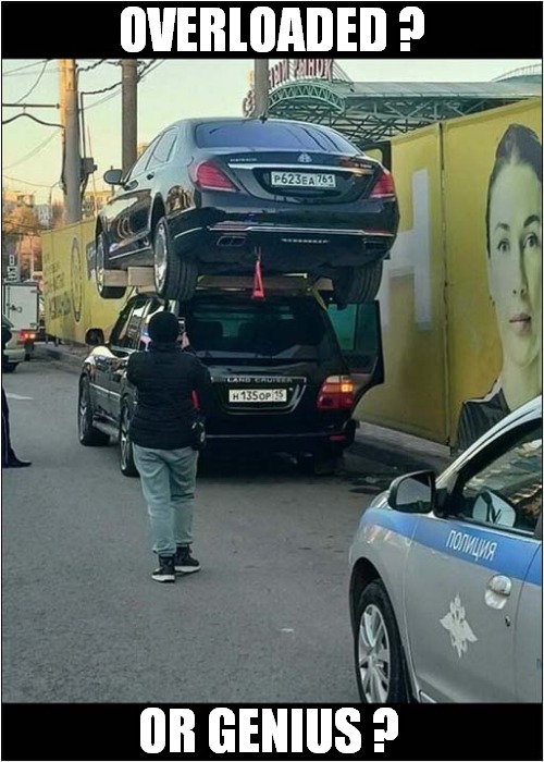 Car On Roof Rack ! | OVERLOADED ? OR GENIUS ? | image tagged in cars,overloaded,genius,you decide | made w/ Imgflip meme maker