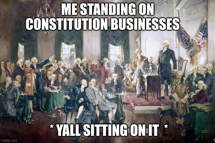 Constitution | ME STANDING ON CONSTITUTION BUSINESSES; * YALL SITTING ON IT  * | image tagged in constitutional convention | made w/ Imgflip meme maker