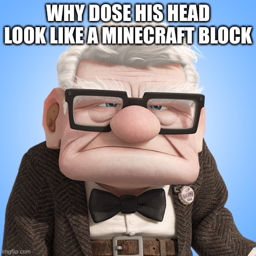 mincraft | WHY DOSE HIS HEAD LOOK LIKE A MINECRAFT BLOCK | image tagged in minecraft | made w/ Imgflip meme maker
