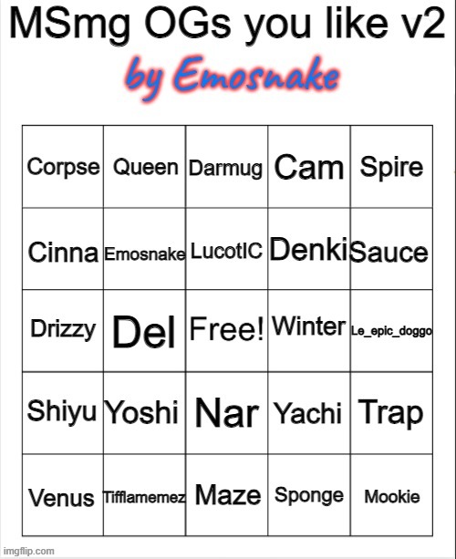Do the bingo, link in comments | image tagged in msmg ogs you like v2 | made w/ Imgflip meme maker