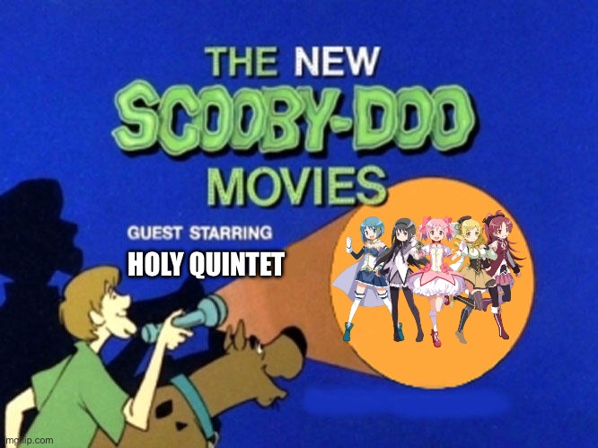 "The Holy Quintet join us today for some fun and magic" | HOLY QUINTET | image tagged in scooby doo meets | made w/ Imgflip meme maker