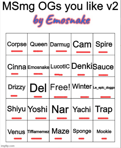 Do the bingo fr | image tagged in msmg ogs you like v2 | made w/ Imgflip meme maker