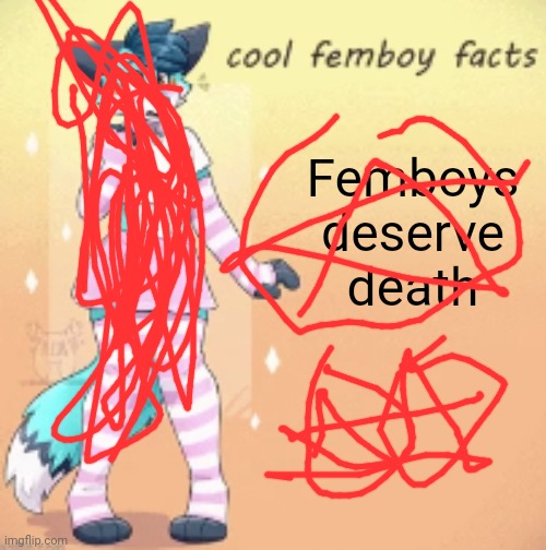 cool femboy facts | Femboys deserve death | image tagged in cool femboy facts | made w/ Imgflip meme maker