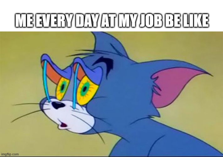 i'm not a sleepyhead. Also me | ME EVERY DAY AT MY JOB BE LIKE | image tagged in tom,job,tom and jerry,warner bros,sleep | made w/ Imgflip meme maker