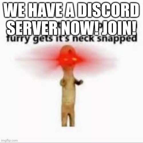 Join the discord | WE HAVE A DISCORD SERVER NOW! JOIN! | image tagged in anti-furry | made w/ Imgflip meme maker