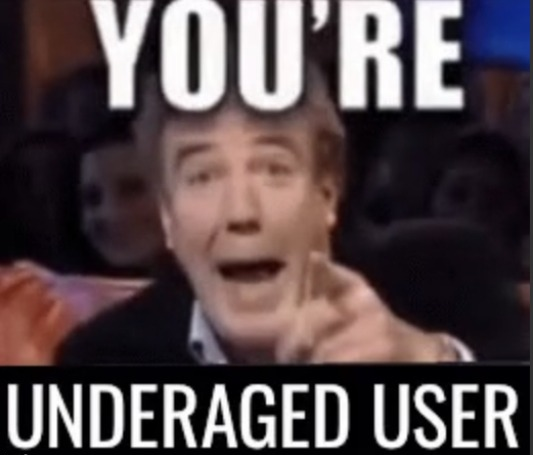 YOU'RE UNDERAGED USER meme Blank Meme Template