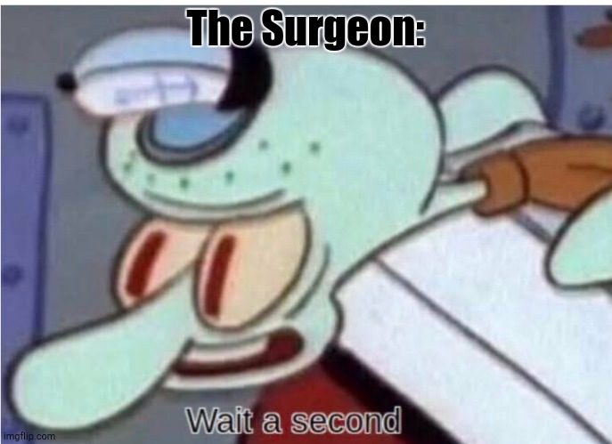 Squidward wait a second | The Surgeon: | image tagged in squidward wait a second | made w/ Imgflip meme maker