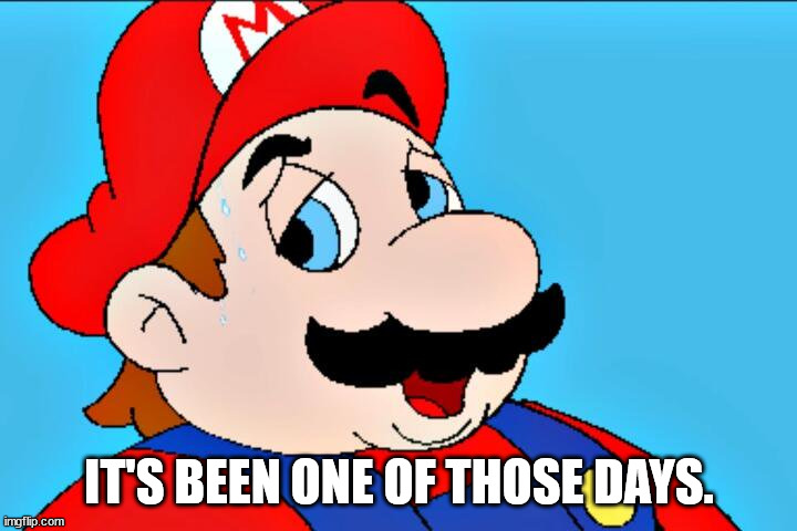 (Holtel Mario) it's been one of those days | IT'S BEEN ONE OF THOSE DAYS. | image tagged in holtel mario it's been one of those days | made w/ Imgflip meme maker