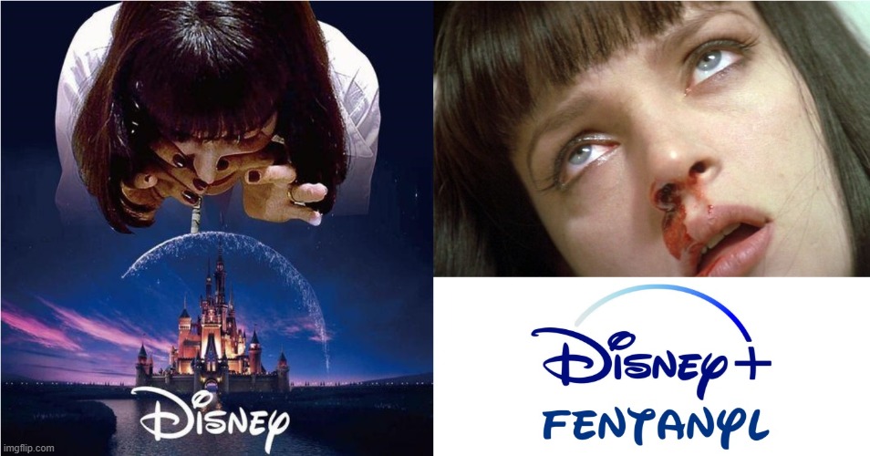 Mia Wallace ODs on Disney | image tagged in disney,disney plus,pulp fiction,drugs,movies,don't do drugs | made w/ Imgflip meme maker