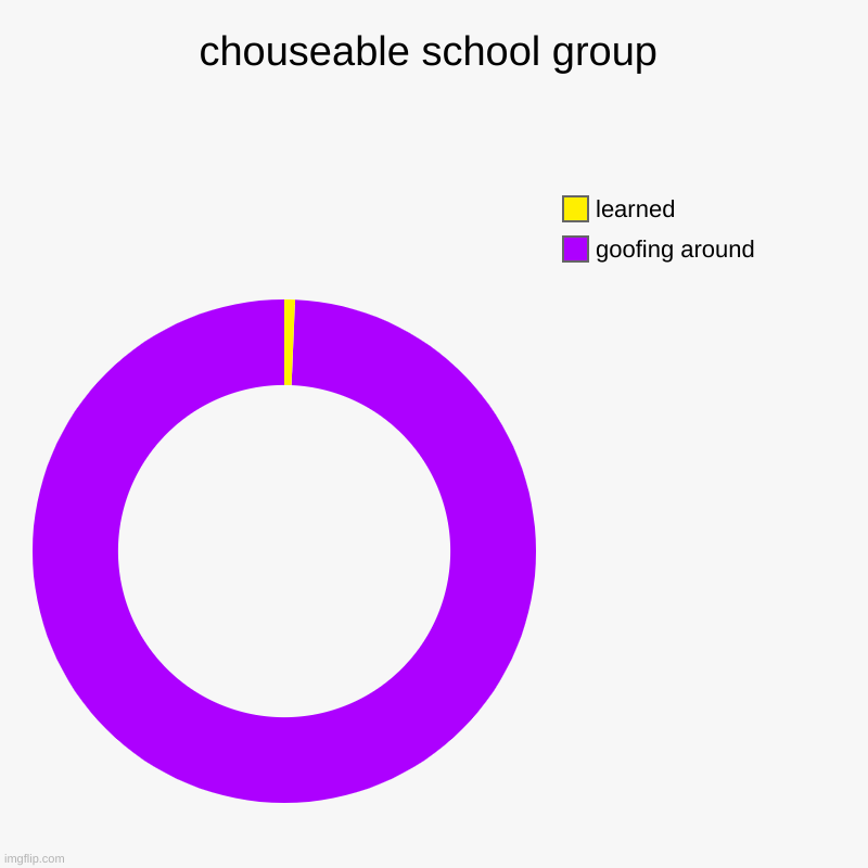 chouseable school group | goofing around, learned | image tagged in charts,donut charts | made w/ Imgflip chart maker
