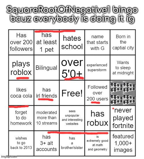 sqrt-1bingo | image tagged in sqrt-1bingo | made w/ Imgflip meme maker