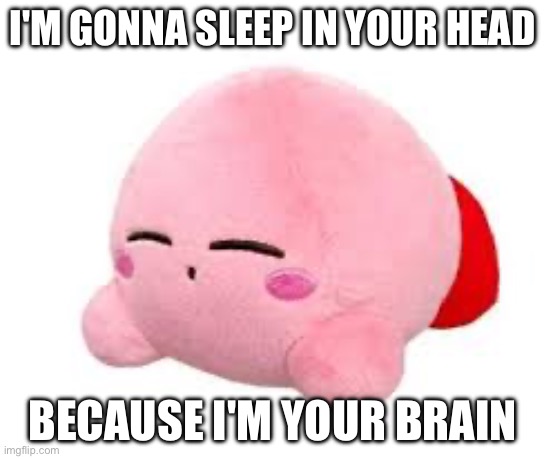 Kirby brain | I'M GONNA SLEEP IN YOUR HEAD; BECAUSE I'M YOUR BRAIN | image tagged in expanding brain,kirby | made w/ Imgflip meme maker