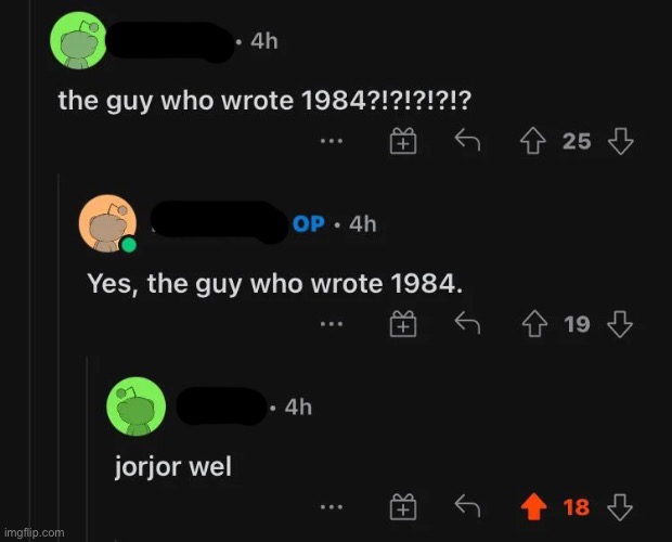 LMAO | image tagged in 1984,george orwell,reddit,comments,bruh lmao | made w/ Imgflip meme maker