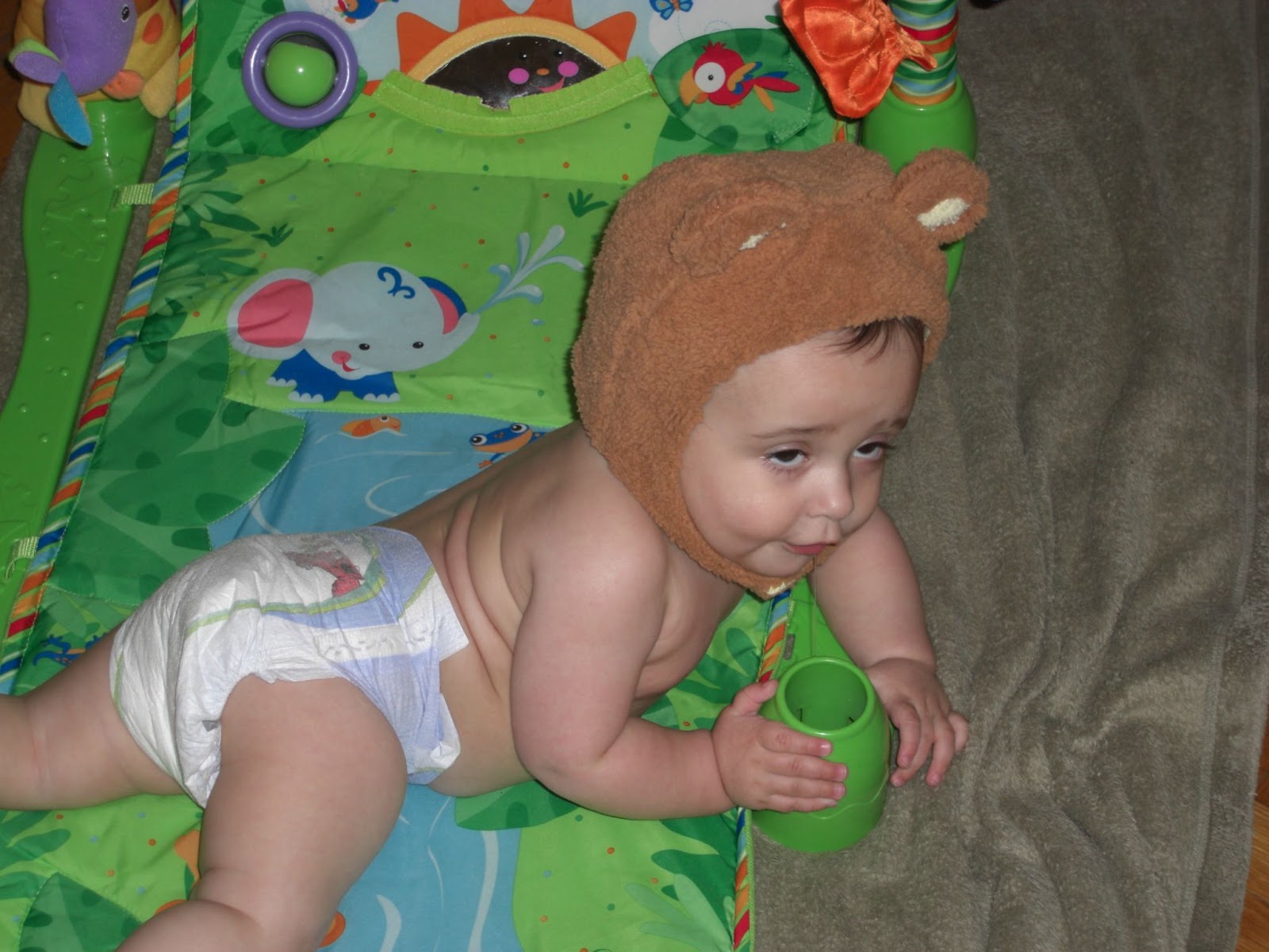 Drunk baby with a bear hat Blank Meme Template