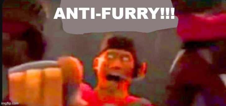 Tf2 scout pointing | ANTI-FURRY!!! | image tagged in tf2 scout pointing | made w/ Imgflip meme maker