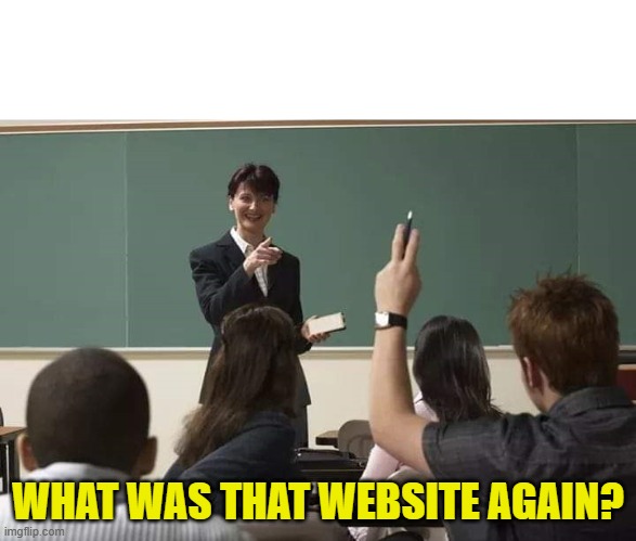 School | WHAT WAS THAT WEBSITE AGAIN? | image tagged in school | made w/ Imgflip meme maker