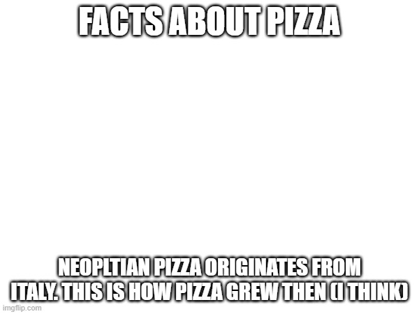 FACTS ABOUT PIZZA; NEOPLTIAN PIZZA ORIGINATES FROM ITALY. THIS IS HOW PIZZA GREW THEN (I THINK) | made w/ Imgflip meme maker