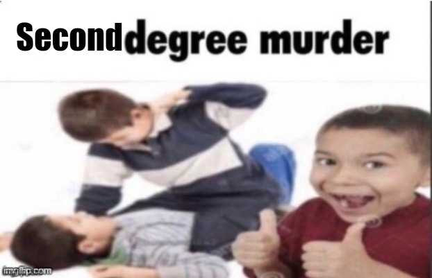 first degree murder | Second | image tagged in first degree murder | made w/ Imgflip meme maker