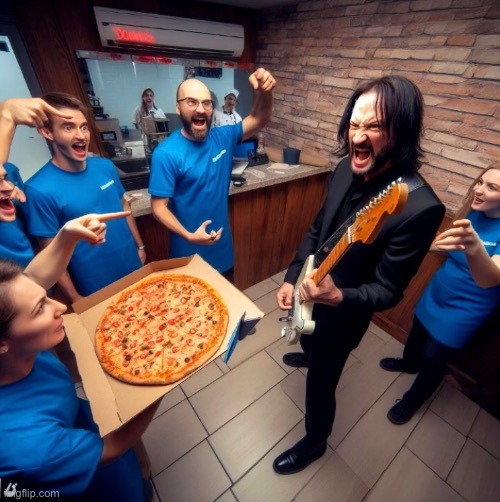 john wick shredding the guitar at dominos with michael from vsauce | made w/ Imgflip meme maker