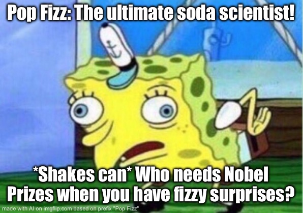 Joke on the Skylander Pop Fizz | Pop Fizz: The ultimate soda scientist! *Shakes can* Who needs Nobel Prizes when you have fizzy surprises? | image tagged in memes,mocking spongebob | made w/ Imgflip meme maker