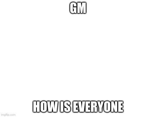 GM; HOW IS EVERYONE | made w/ Imgflip meme maker
