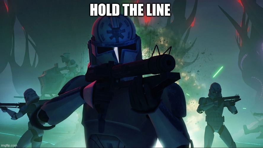501st clone troopers | HOLD THE LINE | image tagged in 501st clone troopers | made w/ Imgflip meme maker