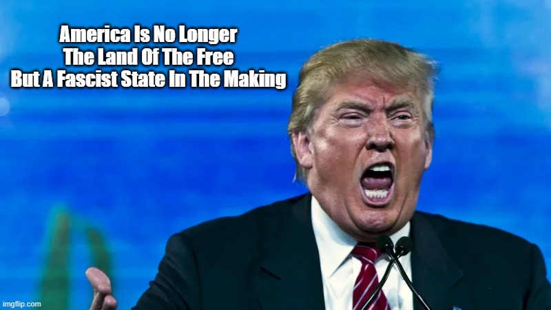 "America Is No Longer The Land Of The Free, But A..." | America Is No Longer The Land Of The Free
But A Fascist State In The Making | image tagged in fascism,authoritarianism,absolutism,land of the free,christian nationalism | made w/ Imgflip meme maker