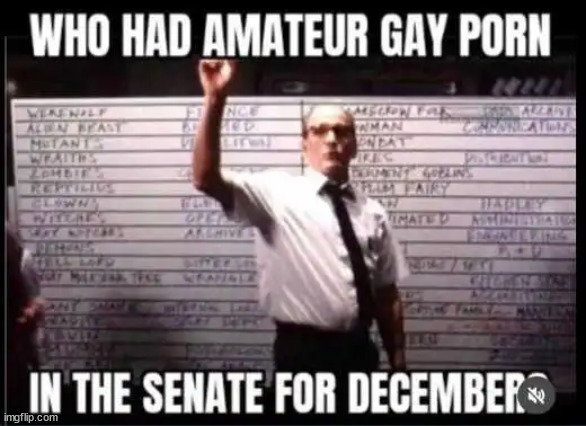 Ok... who called it? | image tagged in gay,porn,senate,december | made w/ Imgflip meme maker