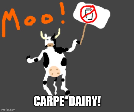 Striking Cow | CARPE  DAIRY! | image tagged in striking cow | made w/ Imgflip meme maker