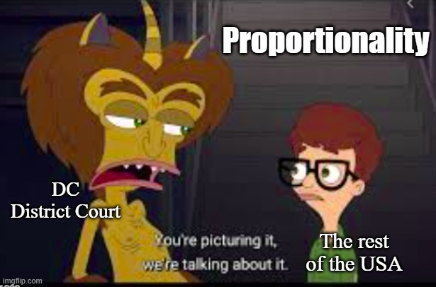 You're picturing it, we're talking about it | Proportionality DC District Court The rest of the USA | image tagged in you're picturing it we're talking about it | made w/ Imgflip meme maker