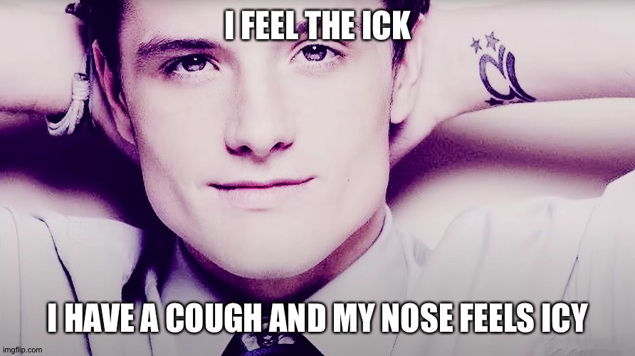 My nose feels like the whole artic, and RIGHT BEFORE CHRISTMAS | I FEEL THE ICK; I HAVE A COUGH AND MY NOSE FEELS ICY | image tagged in josh hutcherson whistle | made w/ Imgflip meme maker