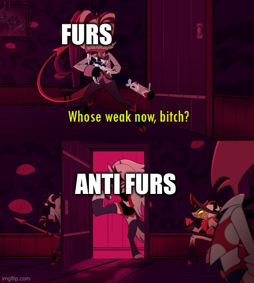 whose weak now bittch | FURS ANTI FURS | image tagged in whose weak now bittch | made w/ Imgflip meme maker