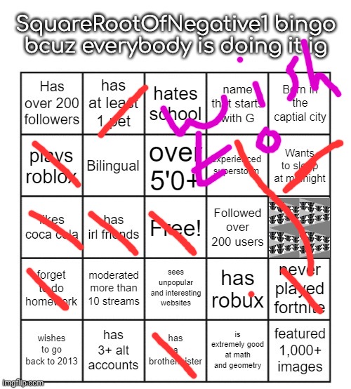 Wish to have fortnite | image tagged in sqrt-1bingo | made w/ Imgflip meme maker