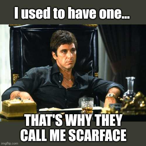I used to have one... THAT'S WHY THEY CALL ME SCARFACE | made w/ Imgflip meme maker