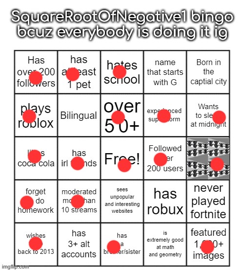 sqrt-1bingo | image tagged in sqrt-1bingo | made w/ Imgflip meme maker