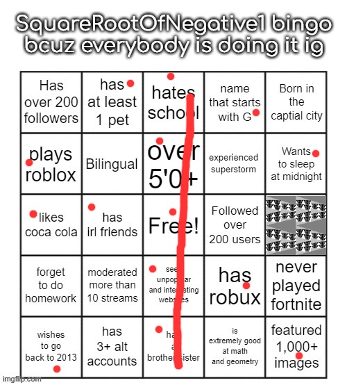 sqrt-1bingo | image tagged in sqrt-1bingo | made w/ Imgflip meme maker