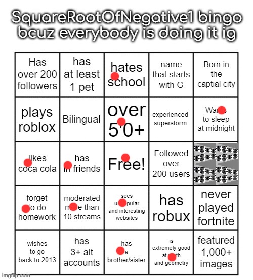 sqrt-1bingo | image tagged in sqrt-1bingo | made w/ Imgflip meme maker