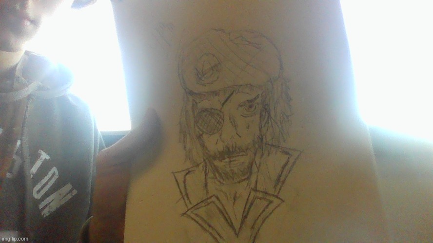 big boss from metal gear (looks werid because sketchbook titleted and curved | made w/ Imgflip meme maker